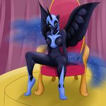  armor blue_eyes breasts cat_eyes equine female friendship_is_magic helmet horn horse looking_at_viewer mammal my_little_pony navel nightmare_moon_(mlp) nipples nude pony pussy sitting slit_pupils solo sparkles throne winged_unicorn wings xlblackinklx 
