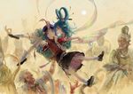  aqua_eyes aqua_hair bad_id bad_pixiv_id blue_eyes blue_hair flower hair_flower hair_ornament hair_stick hat kaku_seiga miyako_yoshika multiple_girls ofuda outstretched_arms seeker shawl touhou zombie_pose 