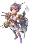  book cosplay fingerless_gloves gloves headgear kantai_collection knife magenta_(atyana) nagato_(kantai_collection) nagato_(kantai_collection)_(cosplay) nagato_yuki namesake purple_hair short_hair solo sos-dan_logo suzumiya_haruhi_no_yuuutsu thighhighs yellow_eyes 