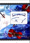  blue-framed_eyewear glasses highres instrument mahou_shoujo_madoka_magica nabeshima_tetsuhiro rimless_eyewear violin 