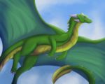  2017 blue_eyes detailed_background digital_media_(artwork) dragon feral flying horn scalie solo spines tarkir western_dragon 