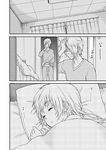  1girl comic greyscale hair_over_one_eye long_hair monochrome satou_jun short_hair sleeping spoilers todoroki_yachiyo translation_request working!! yun-chan 