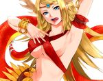  armpits blonde_hair blue_eyes bracelet breasts echidna_(p&amp;d) highres jewelry kuroame lamia large_breasts long_hair monster_girl puzzle_&amp;_dragons solo 