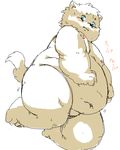  chubby fur japanese_text kemono moriyasuwako navel nude overweight plain_background solo text white_background white_fur 