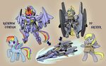  cardboard_box_gundam commentary cutie_mark derpy_hooves directional_arrow english gundam mecha mechanization meme multicolored_hair my_little_pony my_little_pony_friendship_is_magic no_humans open_mouth parody pegasus purple_eyes rainbow_dash rainbow_hair shepherd0821 smile tail wings yellow_eyes 