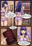  book clothed clothing comic dakuroihoshi dialog english_text female friendship_is_magic hair horn human humanized library mammal my_little_pony owlowiscious_(mlp) piercing purple_eyes purple_hair signature text twilight_sparkle_(mlp) 