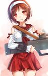  bad_id bad_pixiv_id brown_hair detached_sleeves hairband kantai_collection looking_at_viewer machinery natori_(kantai_collection) nunucco open_mouth red_eyes short_hair solo white_hairband 