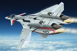  canards cloud flying isamu_dyson macross macross_plus mecha mick_(m.ishizuka) no_humans realistic sky u.n._spacy variable_fighter vf-11 