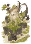  animal bad_id bad_pixiv_id ccru dragon dress egg fantasy hat highres long_hair multiple_girls nest original rainbow revision short_hair tree tree_stump witch_hat 