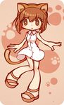  animal_ears blush brown_eyes brown_hair cat_ears cat_tail hagiwara_yukiho hairband icon_(sugarless_yogurt) idolmaster idolmaster_(classic) open_mouth paws short_hair tail 