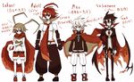  4boys adell adell_(disgaea) cape coat disgaea glasses laharl makai_senki_disgaea_2 makai_senki_disgaea_3 makai_senki_disgaea_4 mao_(disgaea) monochrome multiple_boys necktie red_eyes red_hair scarf scottish09 tie translation_request valvatorez_(disgaea) 