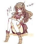  :t ashigara_(kantai_collection) bad_id bad_pixiv_id brown_eyes brown_hair cis_(carcharias) crossed_arms hairband kantai_collection long_hair looking_at_viewer pantyhose pout sitting skirt solo translation_request 