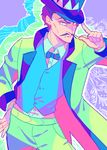  6hours_(fancycars) bow bowtie colorful facial_hair hat jojo_no_kimyou_na_bouken male_focus mustache phantom_blood solo top_hat will_anthonio_zeppeli 