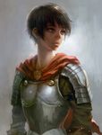  armor berserk black_hair breastplate cape casca horim lips nose pauldrons photorealistic red_cape short_hair solo source_request 