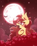  bat bat_pony blush chibi cloud clouds cute equine fangs female flutterbat_(mlp) fluttershy_(mlp) friendship_is_magic fruit fur hair horse lifeloser long_hair looking_back mammal moon my_little_pony night open_mouth outside pegasus pink_hair pony red_eyes signature sky solo sparkles stars wings yellow_fur 