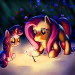  cub cutie_mark duo equine female feral fluttershy_(mlp) friendship_is_magic green_eyes hair horn horse mammal my_little_pony pegasus pink_hair pony rayhiros sweetie_belle_(mlp) unicorn wings young 