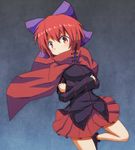  bad_id bad_pixiv_id blush bow cape crossed_arms hair_bow hokke_(iky9917) looking_at_viewer red_eyes red_hair sekibanki short_hair skirt solo touhou 