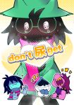  ambiguous_gender anthro blush caprine clothed clothing comic crying darkner deltarune english_text eyewear fur glasses goat group human japanese_text kris_(deltarune) lancer_(deltarune) laugh male mammal omorashi ralsei reptile scalie scarf smile solo_focus susie_(deltarune) sweat tears text urine wetting すず虫 