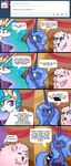  blue_eyes blue_hair comic crown cute cutie_mark dialog english_text equine female feral fluffle_puff friendship_is_magic hair horn horse long_hair loopend mammal multi-colored_hair my_little_pony pink_eyes pink_hair pony princess_celestia_(mlp) princess_luna_(mlp) smile text tiara winged_unicorn wings young 