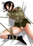  arms_behind_back bad_id bad_pixiv_id bdsm black_hair blush bondage bound braid breasts brown_eyes censored crotch_rope kantai_collection kirieppa kitakami_(kantai_collection) leg_up long_hair looking_at_viewer lying medium_breasts no_panties pussy pussy_juice rope school_uniform serafuku shibari shibari_over_clothes short_hair single_braid skirt solo tears 