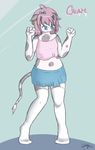  blue_eyes bovine bow cattle clothing cream_(dashboom) dashboom female fur hair legwear male mammal original pink_hair shirt skirt solo stockings white_fur 