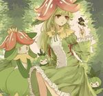  4girls artist_request butterfly chocolate_(jitong) dress dual_persona flower green_hair lilligant multiple_girls nintendo personification petilil plant_girl pokemon pokemon_(game) red_eyes 