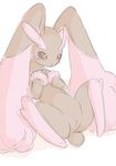  blush brown_fur cute female fur kajiura lopunny nintendo pink_fur plain_background pok&#233;mon pok&eacute;mon presenting presenting_pussy pussy red_eyes solo spread_legs spreading video_games white_background 