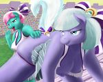  anthro anthrofied blue_eyes blue_hair bow breasts butt cheerleader cleavage clothed clothing crown equine erect_nipples female fizzy_pop_(mlp) friendship_is_magic group hair horse lilac_sky_(mlp) mammal my_little_pony nipples outside panties pink_hair pony purple_eyes stadium thong tongue tongue_out torn_clothing two_tone_hair underwear white_hair zoomerboomerz 