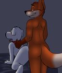  all_fours anal anal_penetration anthro brian_griffin butt canine collar dog doggystyle duo family_guy fox frankfoxx from_behind gay green_eyes grin looking_at_viewer looking_back male mammal nude penetration rotten_robbie sex standing tongue tongue_out 