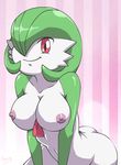  anthro big_breasts breasts butt female gardevoir happy hi_res looking_at_viewer nintendo nipples nude pink_background plain_background pok&#233;mon pok&eacute;mon poopysocks9 red_eyes shadow shiny smile solo standing video_games 