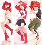  1boy blush child dakimakura inazuma_eleven inazuma_eleven_(series) male male_focus nagumo_haruya potti-p red_hair shirt shorts soccer_uniform socks solo sportswear t-shirt 