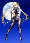  1girl ass blonde_hair breasts capcom high_heels kasuga large_breasts latex long_hair ninja sengoku_basara sideboob skin_tight solo weapon 