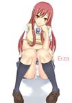  1girl breasts character_name erza_scarlet fairy_tail large_breasts panties simple_background sitting solo underwear white_background xsorax812 