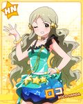  ;) blush bracelet character_name choker green_eyes grey_hair hand_on_hip handa_roko idolmaster idolmaster_million_live! jewelry long_hair looking_at_viewer official_art one_eye_closed smile yellow_eyes 