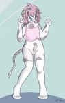  blue_eyes bovine bow cattle clothing cream_(dashboom) dashboom erection fur girly hair legwear male mammal penis pink_hair shirt solo stockings white_fur 