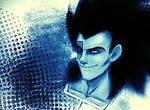  black_hair dragon_ball dragonball_z male male_focus raditz scouter smile 