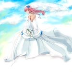  angel_beats! bride closed_eyes cloud dress elbow_gloves gloves gown kimura_shiki long_hair pink_hair revision solo wedding_dress yui_(angel_beats!) 