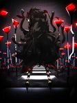  azami_(kagerou_project) black_hair crosswalk glowing glowing_eyes gorgon hair_ribbon highres kagerou_project long_hair maam._(summemixi) red_eyes ribbon road_sign sign snake very_long_hair 