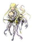  armor blonde_hair blue_eyes breastplate breasts centaur cleavage cleavage_cutout faulds gauntlets highres katana knight long_hair medium_breasts monster_girl original pauldrons scabbard sheath shinazo simple_background solo sword very_long_hair weapon white_background 