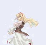  blonde_hair blue_eyes braid flower hair_flower hair_ornament long_hair miho_(mi) red_flower red_rose rose shirley_fennes solo tales_of_(series) tales_of_legendia white_background 