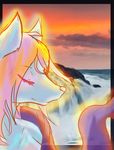  breasts cainethelongshot canine clairvoyant elegant eyes_closed fate fates female flowing_hair fox fur hair ireland long_hair mammal nude outside pink_hair psychic sea seaside serenity sky smile solo sunset water waterfalls white_fur 