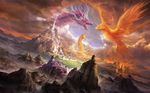  amazing city cloud clouds detailed dragon dutch_angle feral group mountain phoenix reptile scalie snake temple unknown_artist wallpaper 