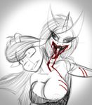  anthro anthrofied bat_pony bite blood breasts cat_eyes cleavage clothed clothing equine fangs female friendship_is_magic hair horn horse jrvanesbroek mammal my_little_pony nipples octavia_(mlp) pony sharp_teeth slit_pupils teeth unicorn vampire vinyl_scratch_(mlp) 