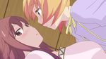  animated animated_gif blonde_hair blush green_eyes hand_holding kiss pink_eyes pink_hair sakura_trick sonoda_yuu takayama_haruka yuri 