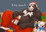  christmas hat holidays male mammal mixvariety overweight solo topless 