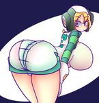  1girl aqua_eyes ass bent_over blonde_hair breasts from_behind gloves gum_(jsr) helmet huge_breasts jet_set_radio looking_at_viewer looking_back panties sega short_hair solo uirou-zazami underwear 