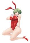  animal_ears bow bowtie bunny_ears bunnysuit detached_collar green_hair highres kazami_yuuka oninoko red_eyes short_hair touhou wrist_cuffs 