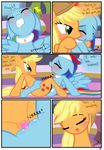  applejack_(mlp) blush comic cowboy_hat dialog edit english_text equine female feral freckles friendship_is_magic green_eyes hair hat hi_res horse lesbian mammal multi-colored_hair my_little_pony pegasus pony pussy pyruvate rainbow_dash_(mlp) sex_toy spa spread_legs spreading text vibrator wing_boner wings 