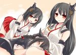  all_fours bare_shoulders belt black_hair black_serafuku black_skirt blue_eyes blush braid breasts closed_eyes collarbone crying detached_sleeves fusou_(kantai_collection) hair_flaps hair_ornament hairclip hairpin hand_on_head headgear japanese_clothes kantai_collection kimono lap_pillow large_breasts long_hair lying multiple_girls nagasioo nontraditional_miko open_mouth petting pleated_skirt red_eyes red_skirt remodel_(kantai_collection) school_uniform serafuku shigure_(kantai_collection) short_hair short_sleeves single_braid sitting skirt sleeve_cuffs smile tears thighs very_long_hair yamashiro_(kantai_collection) 