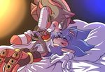  anal_penetration bed black_fur black_hair black_nose blue_fur blue_hair blush chest_tuft cum cum_inside cum_on_bed cum_on_tail duo eyes_closed fur gay gloves hair hedgehog male mammal open_mouth penetration red_eyes sega shadow_the_hedgehog shoes sonic_(series) sonic_the_hedgehog tuft 